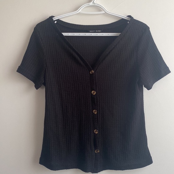 Waffle Button Up Blouse - Picture 2 of 2